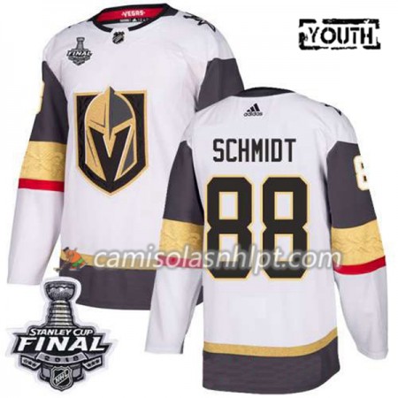 Camisola Vegas Golden Knights Nate Schmidt 88 2018 Stanley Cup Final Patch Adidas Branco Authentic - Criança